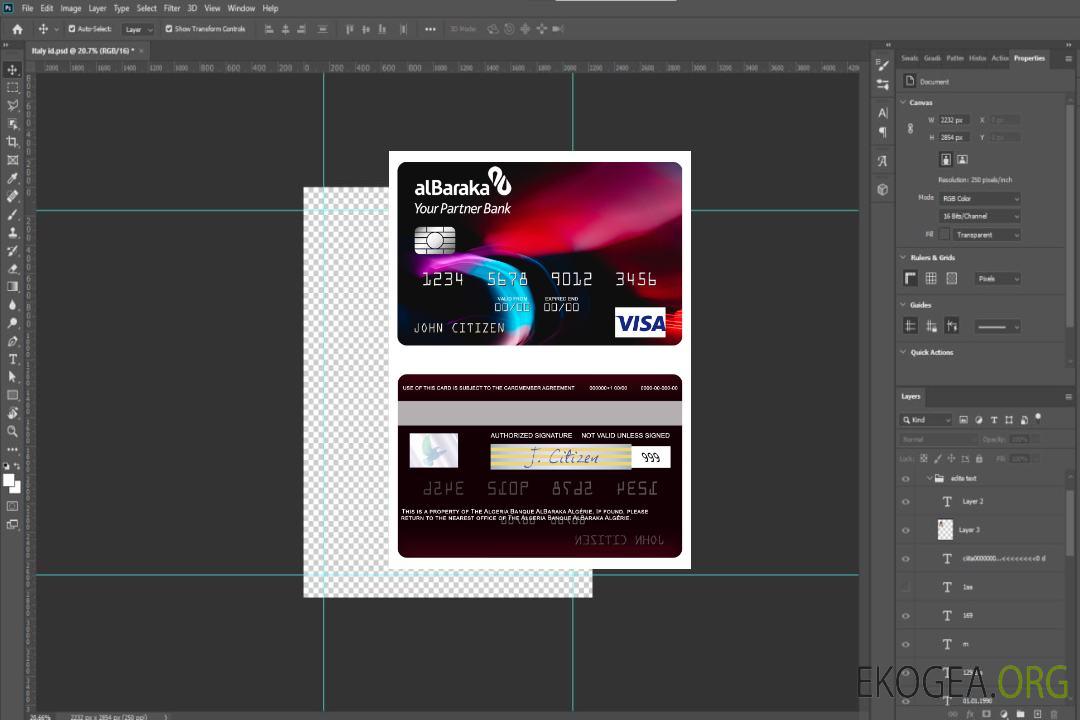 Algérie Banque AlBaraka Carte visa Algérie template